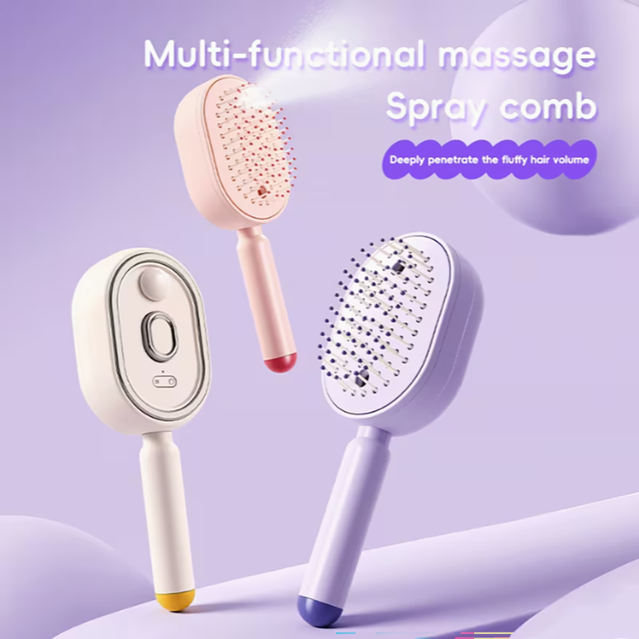 Hair Care Is Self Care - Multifunktionaler Massagekamm, Elektrischer Sprüh-Luftkissen-Kopfhautmassager, Selbstreinigender Ätherisches-Öl-Haarpflegekamm,