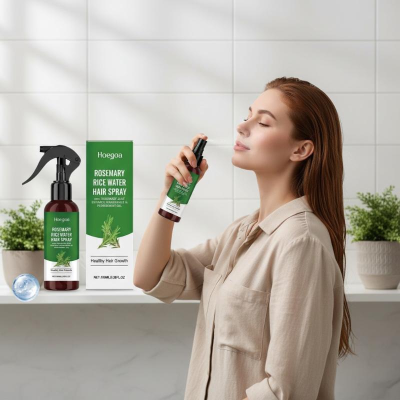 Hair Care With Rice Water - Rosmarin-Haarwuchsspray mit Reiswasser-Haarpflegeöl für Kopfhaut-Hydratation, Verdichtung,