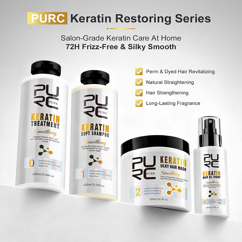 Hair Care Keratin Treatment - PURC Keratin-Behandlung Haarpflege-Set Glättendes Shampoo Haarmaske