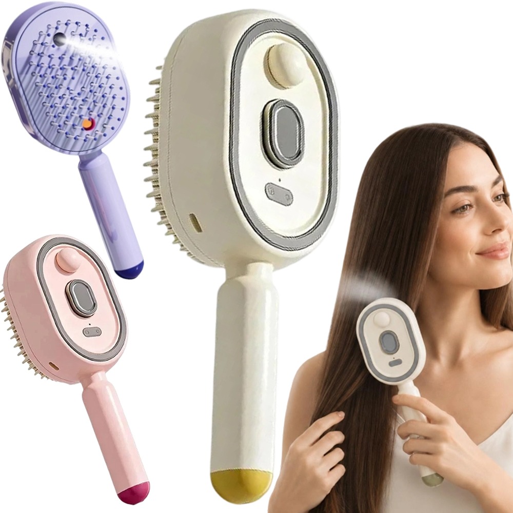 Hair Care Is Self Care - Multifunktionaler Massagekamm, Elektrischer Sprüh-Luftkissen-Kopfhautmassager, Selbstreinigender Ätherisches-Öl-Haarpflegekamm,